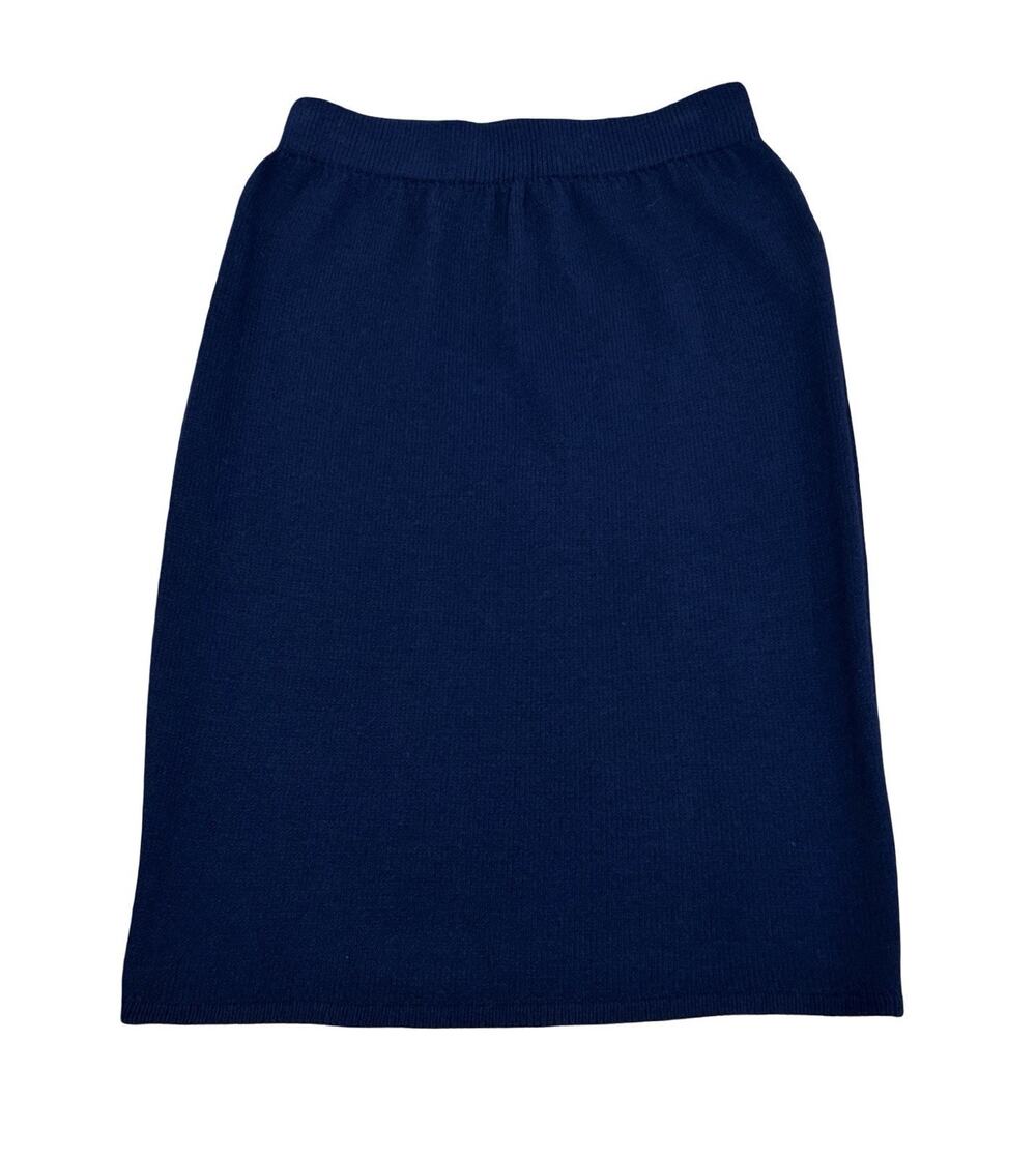 ST JOHN Basics Pencil Skirt Womens Size 2 Navy Blue Knit Pull On Elastic Waist